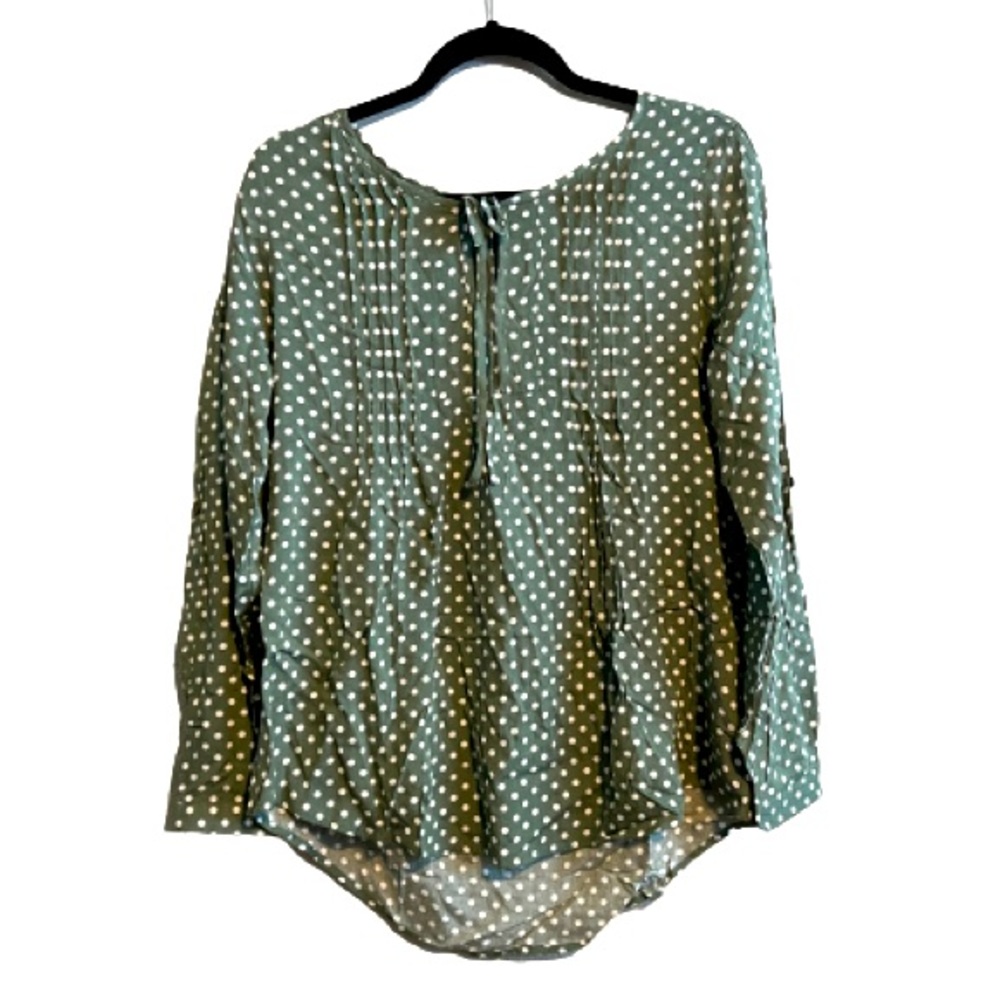 Suzanne Betro Green Polka Dot Blouse | Size S